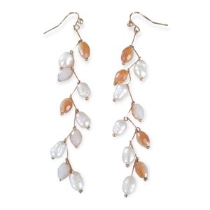 Vintage Freshwater Pearl and Crystal Beaded Dangling Pierced Earrings